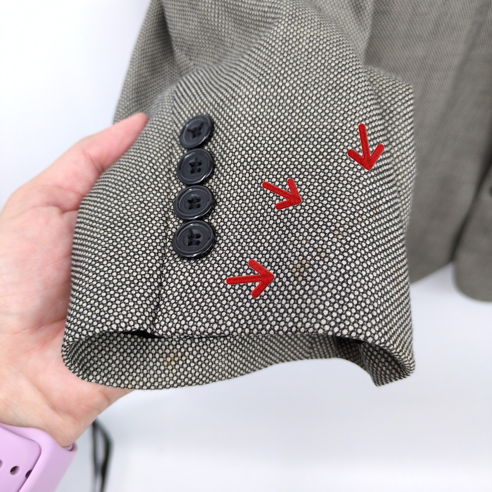 Oscar de la Renta Men's 100% Wool Grey Herringbone 2-Button Blazer Jacket 48L - Picture 11 of 12